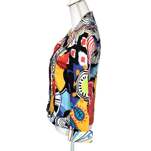 Berer Jacket Multi-Color Abstract Floral Faux Crystal Buttons Womens Size Small - Picture 8 of 11